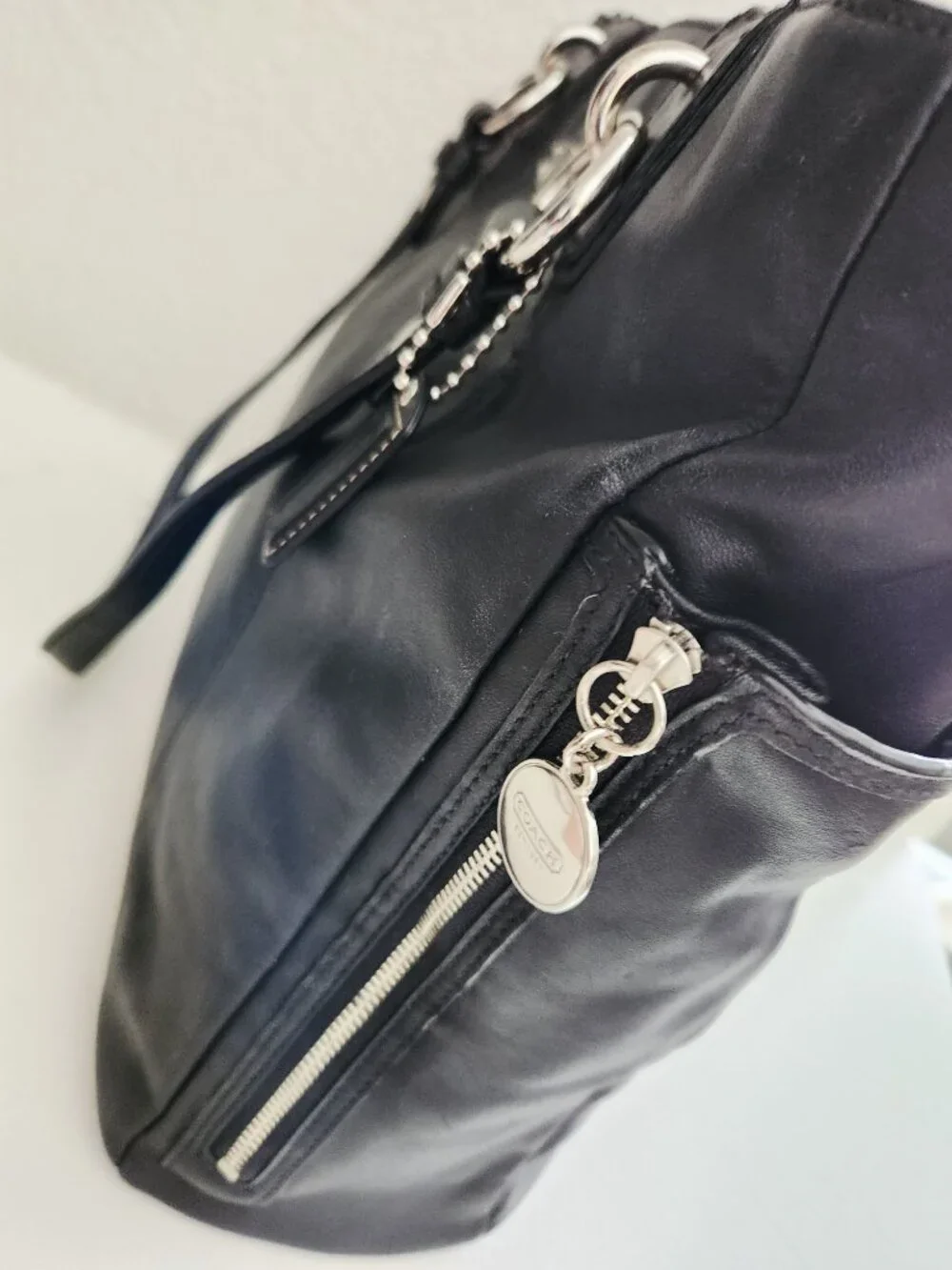 Euc Vintage Coach Gallery Y2k Black Leather Satchel Handbag Purse